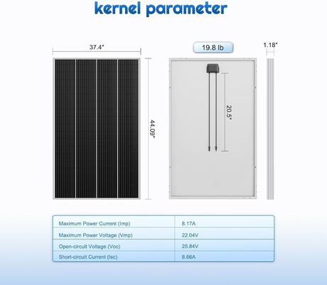 Monokrystaliczny PV sztywny panel słoneczny 12V 180W kompaktowy