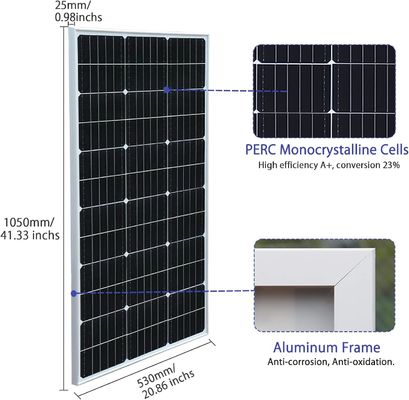200 Watt 24V sztywny panel słoneczny Monokrystaliczny moduł System odłączony od sieci