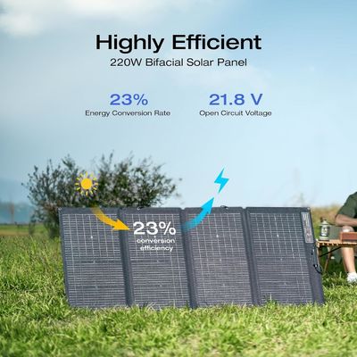 220 wattowy przenośny panel słoneczny składany dwustronny monokrystaliczny do użytku na zewnątrz