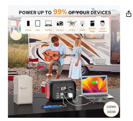 228Wh bateria litowa 300W przenośna elektrownia z światłem LED