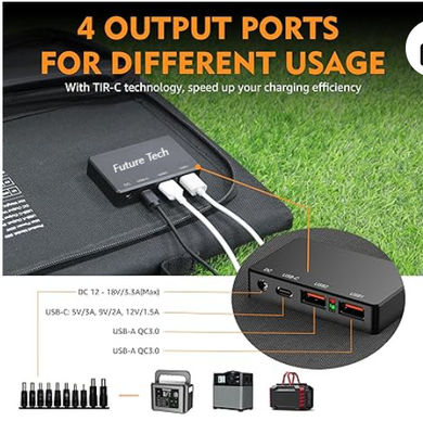 FTB70000 Power Bank z generatorem słonecznym o mocy 350 W, panelem słonecznym o mocy 60 W i zestawem światła LED USB o mocy 10 W