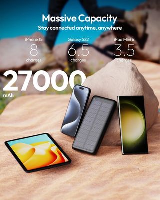 Przenośny ładowarka słoneczna USB C 27000mAh dla telefonów komórkowych Tablet ODM