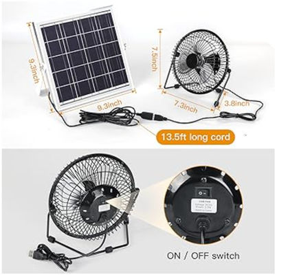 FTB10 Fan wydechowy z paneli słonecznych 6 cali Fan zasilany energią słoneczną Wysoki przepływ powietrza 2000RPM 36dB