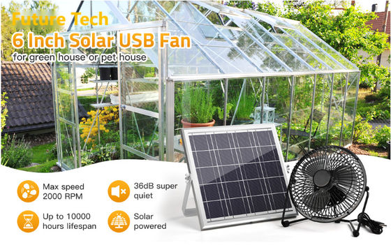 FTB10 Fan wydechowy z paneli słonecznych 6 cali Fan zasilany energią słoneczną Wysoki przepływ powietrza 2000RPM 36dB
